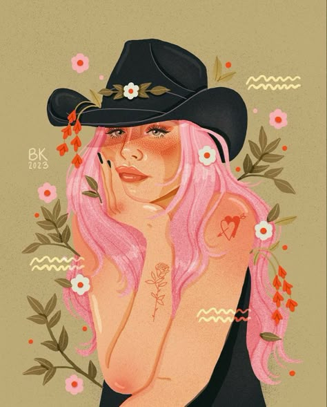 Cowgirl Illustration, June Art, Cosmic Cowgirl, Cowgirl Vibes, Traditional Tattoo Designs, Cowgirl Art, Cowgirl Aesthetic, Deep Art, Cowboy Art