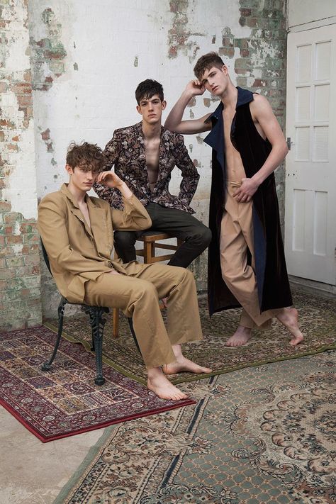 Callum Ball and Max Streetley at Supa Model Management and Ronnie Quick at PRM photographed by Stephanie Yt and styled by Marina Pamies with pieces from Gucci, Chin Mens, Guess, Scotch & Soda, Gloverall, Anna Kim,... » 3 Male Models Posing Together, Anna Kim, Menswear Trends, Mens Editorial, Men Photoshoot, Gay Fashion, Vintage Mens Fashion, Brand Model, Men Model