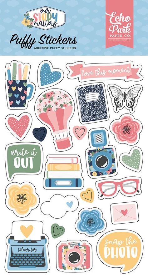 Echo Park - Our Story Matters Collection - Puffy Stickers #StickerObsessed Book Aesthetic Sticker, Assorted Flowers, Book Diy, Free Printable Stickers, Aesthetic Sticker, Flower Cart, Scrapbook Stickers Printable, Puffy Stickers, Number Stickers