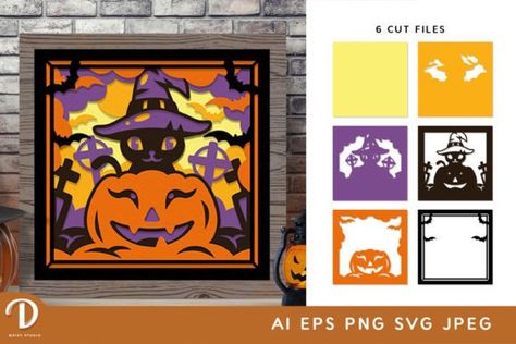 Black Cat Witch 3D Shadow Box SVG Halloween Ghost Craft, Paper Scene, Black Cat Witch, Cat Shadow, Ghost Crafts, Cute Halloween Ghost, Halloween Scarecrow, Shadow Box Svg, Box Shadow