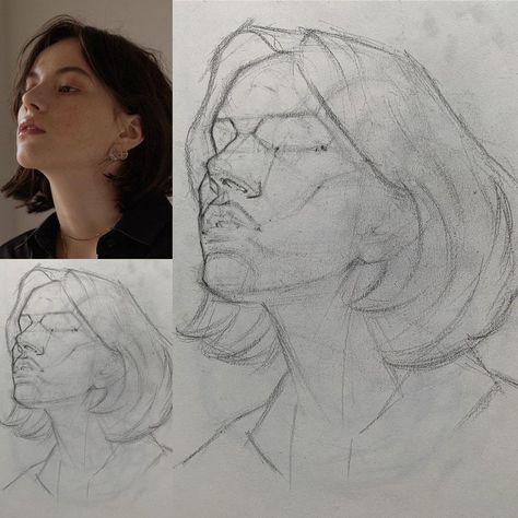 Hassane on Instagram: “Portrait sketch practice. Extreme angle . . . #portraitdrawing #portraitstudy #pencilsketch #proportion #proportionstudy #angle #structure…” Difficult Head Angles, Extreme Angle Portrait, Extreme Angles Pose, Face Structure Sketch, Facial Structure Drawing, Loomis Method, Drawing Proportions, Art Outline, Sketch Practice