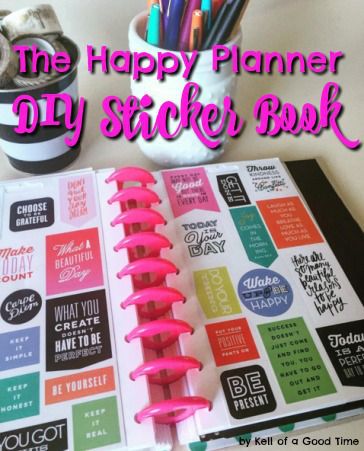 This is not a sponsored post. I just really, really love my Happy Planner and want to share the love and ideas! Today I’m going to explain how to make your very own “Happy Planner&#8221… Diy Sticker Book How To Make, Diy Happy Planner Pages, Sticker Storage Ideas, Planner Sticker Organization, Sticker Book Ideas, Diy Sticker Book, Create 365 Happy Planner, Diy Planner Stickers, Happy Planner Printables