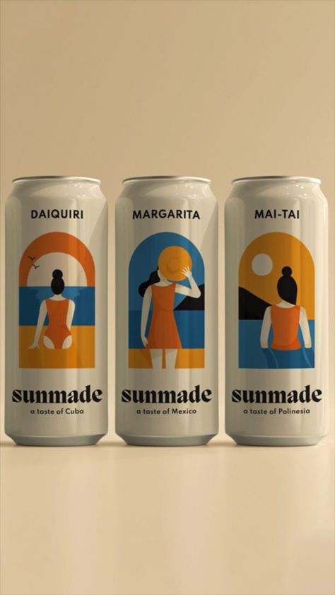 Sunmade beverage brand and package design by Benedetta Notarandrea - Fivestar Branding Agency Is A Design and Branding Agency. This Work Belongs to The Accredited Artist and Is Curated For Inspiration Only #beveragepackaging #beveragebrand #packagingdesign #graphicdesign #logodesign Feminine Branding, Hotel Branding, Mai Tai, Restaurant Branding, Beverage Packaging, Daiquiri, Branding Agency, Can Design, Brand Identity Design