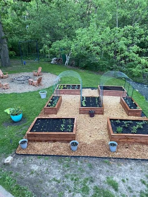 Raised Metal Garden Beds Layout, Garden Beds Layout, Hard Landscaping Ideas, Garden Enclosure Ideas, Backyard Raised Garden, Backyard Goals, Garden Bed Layout, Garden Goals, Vegetable Garden Planner