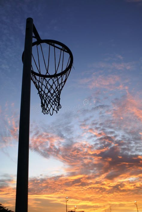 Netball net and sunset. A beautiful sunset in the background with a netball bask , #SPONSORED, #background, #netball, #basket, #beautiful, #Netball #ad Aesthetic Netball, Netball Net, Netball Pictures, Netball Hoop, Netball Quotes, How To Play Netball, Sport Aesthetic, Vision Board Photos, Vision Board Pictures