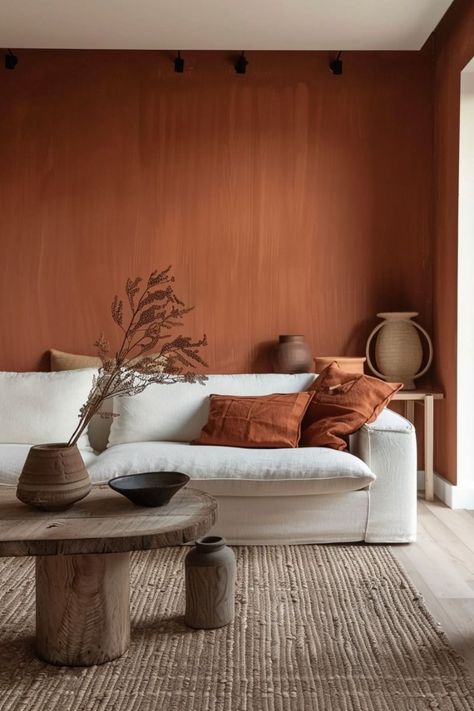 Mediterranean Townhouse, Terracotta Interior Design, Med Spa Design, Office Color Palette, Arabian Interior, Terracotta House, Living Room Japandi, Spa Bedroom, Brown Sofa Living Room