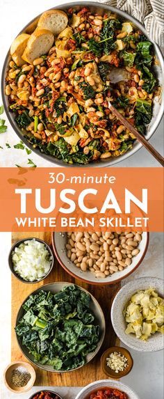 White Bean Skillet, فاصوليا بيضاء, Tuscan White Bean, Meatless Dinner, White Food, Tasty Vegetarian Recipes, Dinner Easy, Vegetarian Dinners, White Bean