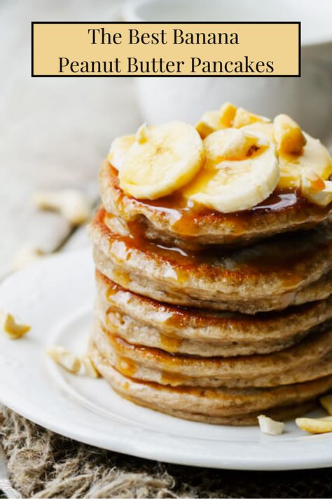 Simple Peanut Butter Banana Pancakes {Ready in 10 Minutes} Pancakes With Peanut Butter, Peanut Butter And Banana Pancakes, Banana Peanut Butter Pancakes, Easy Banana Oat Pancakes, Peanut Butter Syrup For Pancakes, Peanut Butter Pancake Recipe, Banana Pancakes Single Serving, Banana Peanut Butter Pancakes Healthy, Peanut Butter Banana Pancakes