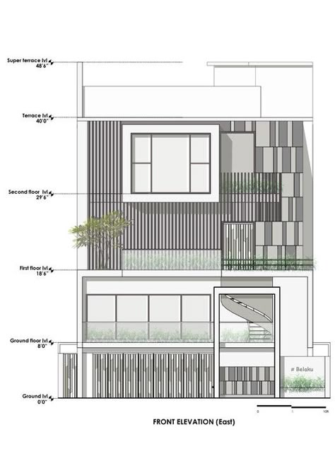 Arch Daily House, Home Designs Exterior, Commercial Design Exterior, Small House Elevation, Architecture Elevation, Building Elevation, Small House Elevation Design, Coastal Elegance, Architectural Floor Plans