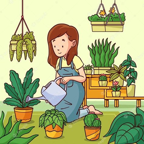 Taking Care Of Plants, Illustration Of People, Baby Cartoon Drawing, Earth Drawings, Plant Drawing, Hand Drawn Illustration, Tree Drawing, Drawn Illustration, Scripture Art