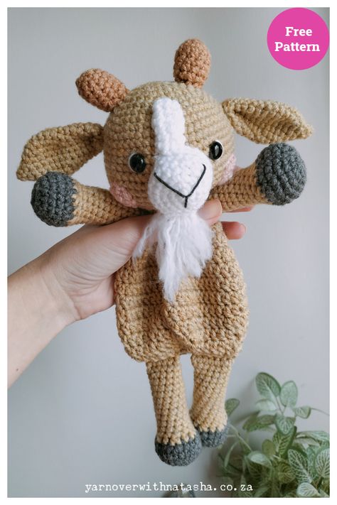 Cuddle Me Goat Lovey Free Crochet Pattern Crochet Snugglers, Lovey Free Pattern, Crochet Lovies, Crochet Lovey Free Pattern, Doll Amigurumi Free Pattern, Lovey Pattern, Crochet Lovey, Crochet Animals Free Patterns, Toy Crochet