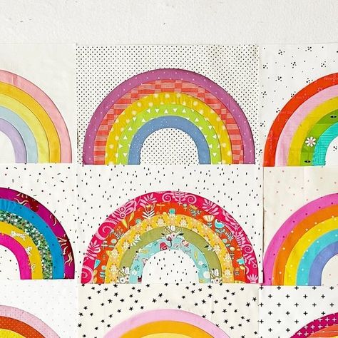 Holly Clarke Design on Instagram: "My wall of rainbows is growing. I think I’m going to make one more row and it’ll be the perfect size to keep my lap warm on these chilly winter days. 🌈 My Perfect Rainbow block pattern is coming soon. If you want to snag a copy, sign up for the link in my bio to be the first to hear when it’s available.   #modernquiltblock #modernquilting #rainbowquilt #hollyclarkedesignpatterns #newquiltblock #rainbows #quiltfabric #scrappyquilt #holdmyseamripperpatterns #PerfectRainbowQuilt" Rainbow Quilt Block, Rainbow Applique, Rainbow Blocks, Modern Quilt Blocks, Rainbow Quilt, Scrappy Quilt, Lisa Frank, Block Pattern, Winter Days