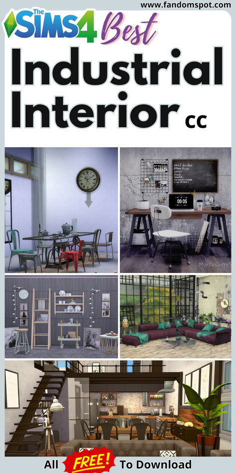 Sims 4 Industrial Build Cc, The Sims 4 Industrial Cc, Industrial Cc Sims 4, Sims 4 Industrial Cc, Sims 4 Industrial, Industrial Brick Wall, Cc The Sims 4, Mismatched Furniture, Metal Grill