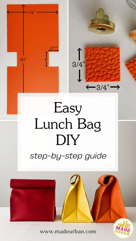 Learn how to make a simple water-resistant lunch bag with this easy DIY tutorial. It's a simple and fast bag to sew that may be perfect for you to add to your product line at craft shows. This project is perfect for beginners, and this tutorial will show you how to create a durable and stylish lunch bag. Follow our detailed instructions and start your DIY project today! To learn more about how to create a successful small business, join us at Made Urban! Sew Lunch Bag Pattern, Art Bag Diy, How To Make A Lunch Bag, How To Sew A Lunch Bag, Lunch Bag Pattern Free, Bread Bags Diy Sewing, Sew Lunch Bag, Small Sewing Projects For Gifts, Lunch Bag Sewing Pattern