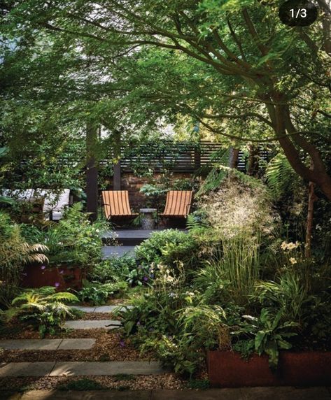 Woodland Courtyard Garden, London Patio Garden, London Terrace Garden, Mood Board Garden Design, City Courtyard Garden, Small Shady Backyard Ideas, Forest Garden Ideas Backyards, Shady Courtyard Garden, Nigel Slater Garden