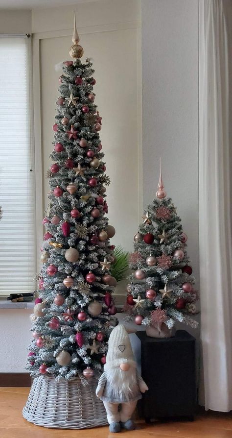 Slim Tree Decor, How To Decorate A Slim Christmas Tree, Christmas Pencil Tree Ideas, Slim Tree Decorating Ideas, Slim Christmas Tree Decorated, Pencil Christmas Tree Decor, Pencil Tree Decorating Ideas Christmas, Slim Xmas Tree Decorating Ideas, Slim Christmas Tree Ideas