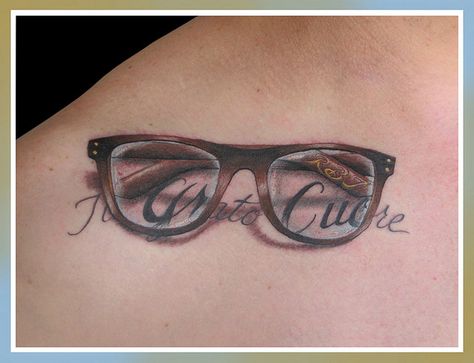 Glasses | Flickr - Photo Sharing! Small Glasses Tattoo, Glasses Tattoo Ideas Eye, Sunglasses Tattoo Ideas, Eye Glasses Tattoo, 3d Glasses Tattoo, Looking Glass Tattoo, Fear Tattoo, Glasses Tattoo, Rachel Gilbert