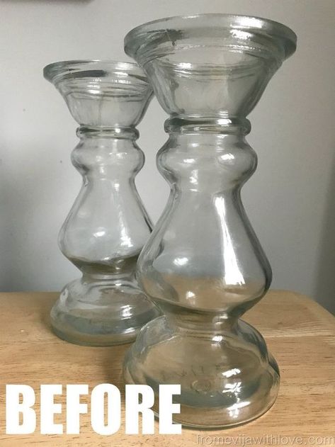 Spray Paint Glass Candle Holders, Spray Paint Candle Holders, Mirror Effect Spray Paint, Table Leg Candle Holder, Mercury Glass Candlesticks, Paint Hacks, Painted Glass Candle Holders, Mercury Glass Diy, Craft Cupboard