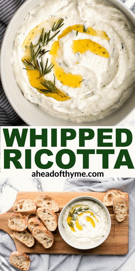 Whipped Ricotta Dip, Focaccia Recipes, Baked Spinach Dip, Bread Crackers, Ricotta Dip, Arugula Pasta, Whipped Ricotta, Ricotta Recipes, Bread Dip