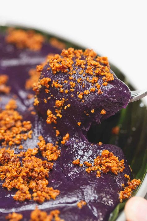 Ube Kalamay - Recipes by Nora Kalamay Ube Recipe, Ube Mochi Recipe, Kalamay Lansong Recipe, Glutinous Rice Flour Recipes, Kalamay Recipe, Ube Kalamay Recipe, Recipes Using Ube Halaya, Ube Kutsinta Recipe, Ube Halaya Recipe