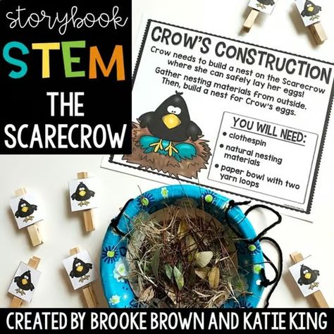 Scarecrow | TPT Story Structure Activities, Fall Stem Challenges, Storybook Stem, Comprehension Bookmarks, Science Halloween, Brooke Brown, Verbs Activities, Kindergarten Stem, Steam Challenges