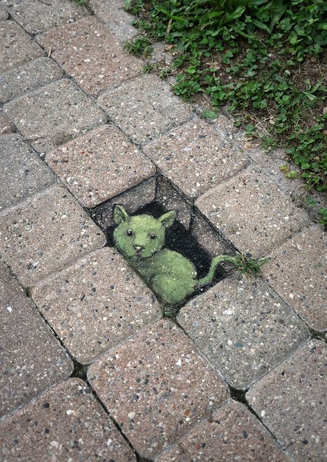 3d Sidewalk Art, 3d Chalk Street Art, Art Illusions, Chalk Artist, David Zinn, 3d Chalk Art, Side Walk, Illusion Drawings, Sidewalk Chalk Art