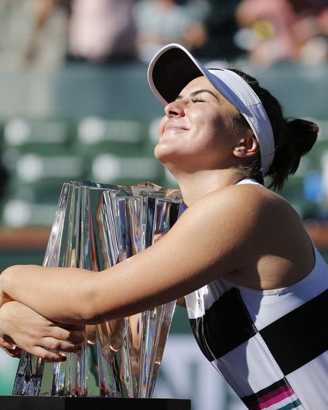 Bianca Andreescu of Canada, poses with her trophy after defeating A. Kerber to win the Women Singles Final match of the BNP Paribas Open tennis tournament March 17, 2019. Tennis Winning, Tennis Trophy, Natural Eye Makeup Tutorial, Tennis Aesthetic, 2024 Goals, Tennis Tournament, Tennis Tournaments, Vision Board Manifestation, Board Inspiration