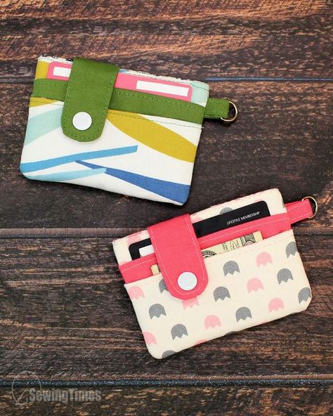 Easy DIY Slim Card Wallet | 5 Card Holder Sewing Tutorial [sewingtimes] Slim Card Wallet, Wallet Ideas Diy, How To Make Wallets Diy, Diy Card Holder Wallet, Diy Card Wallet, Scrap Sewing Projects, Diy Wallet Easy, Card Wallet Tutorial, Card Wallet Diy