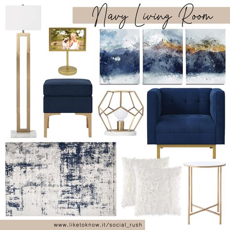 Black Gold Navy Living Room, Blue White Gold Living Room Decor, Blue Living Room Gold Accents, Blue And Gold Accents Living Rooms, Navy Blue Beige And Gold Living Room, Grey Navy And Gold Living Room, Navy And Gold Bedroom Furniture, Blue And Gold Modern Living Room, Living Room Designs Blue And Gold