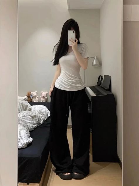 Oversize Vintage Straight Joggers Women Deeptown Grey Sweatpants Casual Korean Fashion Wide Leg Pants Streetwear Sports Trousers - AliExpress 200000345 Straight Joggers, Fashion Wide Leg Pants, Casual Korean Fashion, Joggers Women, Pants Streetwear, Sports Trousers, Grey Sweatpants, Leg Pants, Wide Leg Pants