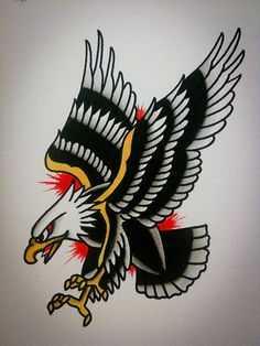 Sailor Jerry eagle tattoos, traditional eagle | Traditional ... Traditional Eagle, Traditional Eagle Tattoo, Rabe Tattoo, Tato Tradisional, Tattoos Traditional, Sailor Jerry Tattoos, Kunst Tattoos, Tattoo Old School, Traditional Tattoo Sleeve