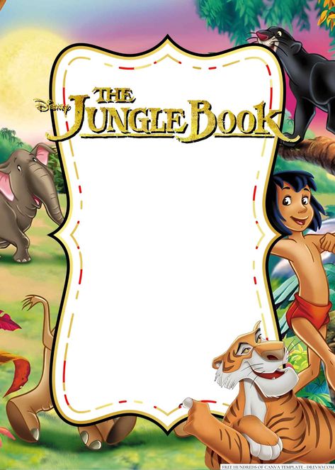 FREE The Jungle Book Birthday Invitation Templates Mowgli Theme Birthday Party, Book Birthday Invitation, Jungle Book Birthday Party, Jungle Book Cake, Jungle Book Birthday, Book Birthday Party, Jungle Book Party, Jungle Book Movie, Book Birthday Parties