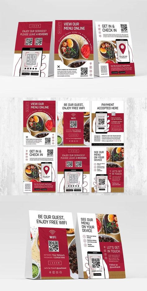 QR Code Food Flyer Templates AI, PSD Pizza Box Design, Scan Design, Restaurant Business Cards, Menu Online, Food Flyer, Flyers Design, Qr Code Business Card, Qr Codes, Menu Restaurant