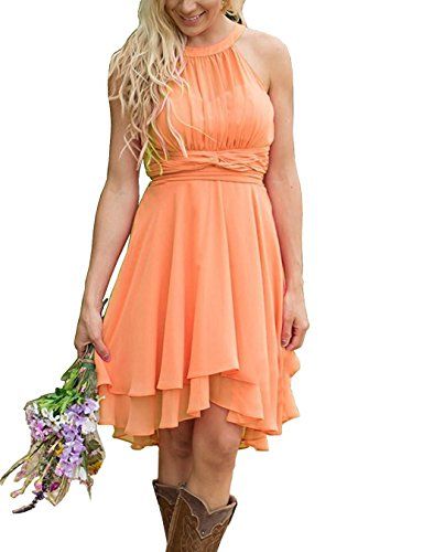 Western Wedding Guest Dress, Western Wedding Guest, Orange Dress Wedding, Country Bridesmaid, Country Bridesmaid Dresses, Short Dress Patterns, High Low Bridesmaid Dresses, Purple Bridesmaid Dress, Dress Western