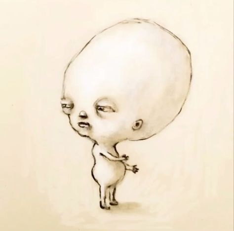 Renee French Baby, Renne French, Renee French Art, Renee French, Big Head Baby, Creepy Core, Weird Drawings, French Baby, Goofy Drawing