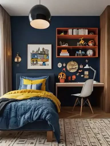 Girls Room Design Ideas, Clay Bedroom, Older Boys Bedrooms, Creative Ideas For Kids, Small Boys Bedrooms, Boy Bedroom Ideas, Boys Room Blue, Girls Room Design