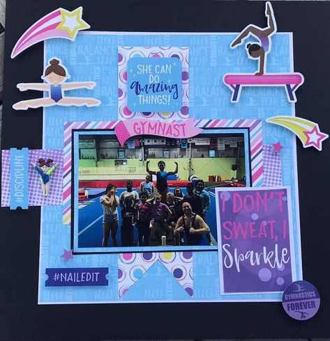 Gymnastics Scrapbook Ideas, Gymnastics Scrapbook Layouts, Gymnastics Journal, Gymnastics Gym, Poster Diy, Apple Theme, Sports Posters, Image Layout, Kids Scrapbook