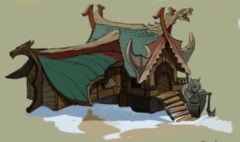 Httyd House Design, Httyd House, Fantasy House Concept, Viking Town, Httyd Concept Art, Dragons Cute, Fantasy Ships, Httyd Oc, Drawing Cool