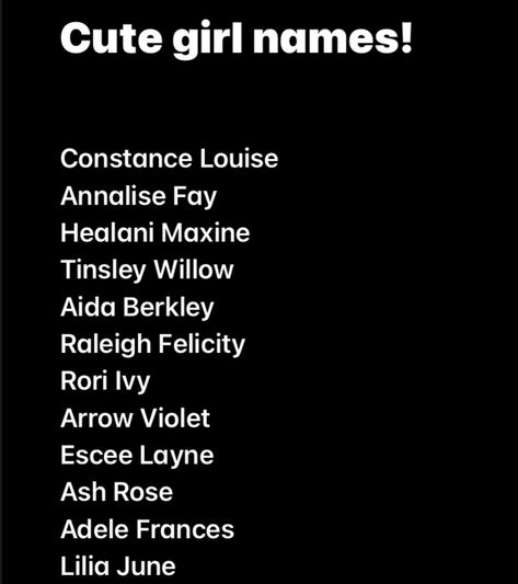 Middle Names, Cute Middle Names, Aesthetic Names For Instagram, Middle Names For Girls, Baby Girl Names Unique, Cute Text Quotes, Middle Name, Name For Instagram, Unique Words Definitions