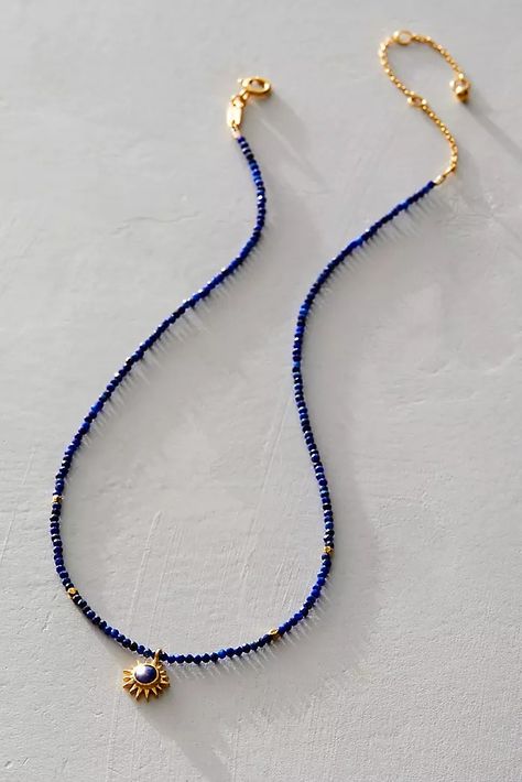 Women's Jewelry | Free People Hip Jewelry, Starburst Pendant, Homemade Necklaces, Satya Jewelry, Making Necklaces, Round Bead Necklace, Beaded Necklace Designs, Blue Beaded Necklace, Jewelry Making Necklace