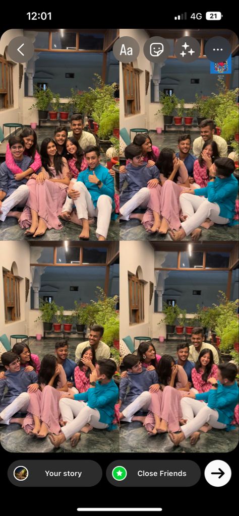 Wagamon Photos, Cousins Poses For Wedding, Photo Aesthetic For Instagram, Photoshoot Ideas With Cousins, Normal Selfie Poses, Multiple Pic Insta Story Ideas, Poses With Cousins In Wedding, Cousins Story Instagram, Cousins Photo Poses