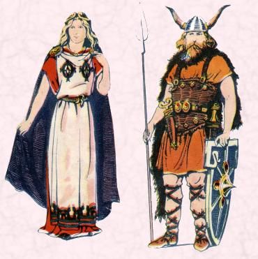 Early Clothing in Costume History - Saxon, Frankish and Anglo Saxon Costume 500-1000AD Anglo Saxon Dress, Ancient Germanic Clothing, Visigoth Clothing, Germanic Clothing, Saxon Clothing, Anglo Saxon Clothing, Small Illustrations, Anglo Saxon History, British Costume