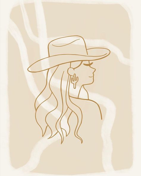 Cowgirls Drawing, Cowgirl Profile Picture, Blonde Cowgirl Art, Cowgirl Drawing Simple, Country Paintings Easy, Western Drawings Easy, Cowgirl Graphic Design, Cowgirl Drawing, Cowgirl Painting