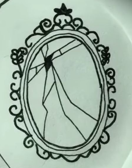 Mirror Drawing Aesthetic, Cracked Mirror Drawing Reference, Looking Into A Mirror Drawing, Mirror Clip Art, Mirror Maze Drawing, Cracked Mirror Drawing, Mirror Drawing Sketches, Hand Mirror Drawing, Shattered Mirror Drawing