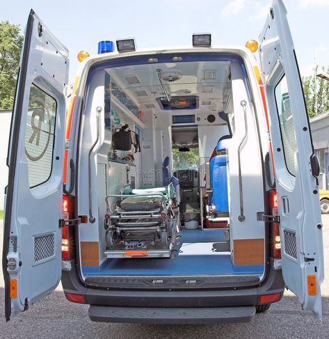 Ambulance back. Back of an ambulance with opened doors #Sponsored , #AD, #paid, #Ambulance, #opened, #doors, #ambulance Ambulance Inside, Back Back, Ambulance, Free Stock Photos, Royalty Free Stock Photos, Stock Images, Logo Design, Doors, Branding