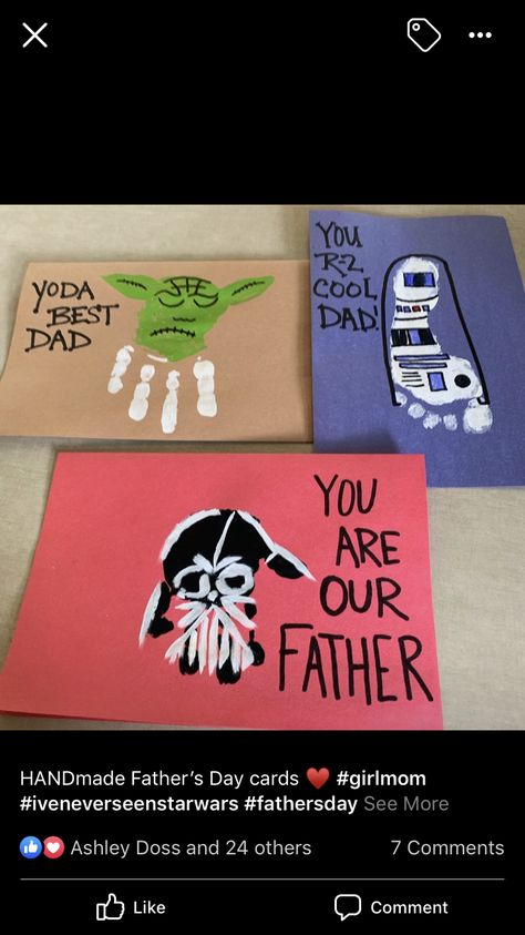 Star Wars Fathers Day Craft, Star Wars Handprint Art, Handprint Letters, Wild West Crafts, Baby Art Crafts, Kids Fathers Day Crafts, Diy Father's Day Crafts, Star Wars Baby Shower, Easy Fathers Day Craft