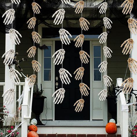 PRICES MAY VARY. VALUABLE PACKAGE: 6 pcs hanging Skeleton Hands, Enhance your Halloween decorations with our Halloween Decorating Kit, The perfect atmosphere for a scary celebration. SPOOKY ATMOSPHERE: This halloween hanging Skeleton Hands is a perfect home decor for the halloween party! exclusively designed to allow you to create a distinctive and personalized Halloween display. Hang them on walls, windows, doors or ceilings to transform any space into a creepy wonderland for a memorable Hallow Horror Decorations, Horror Themed Party, Hanging Skeleton, Skeleton Finger, Halloween Hanging Decorations, Halloween Skeleton Decorations, Haunted House Decorations, Casa Halloween, Halloween Party Decorations