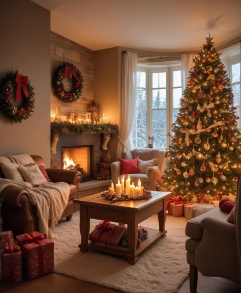 Christmas Decor Ideas For Living Room Traditional, Cozy Christmas Living Room, Christmas Apartment, Cozy Christmas Decor, Relaxing Space, Christmas Decor Inspiration, Christmas Interiors, Christmas Decorations Living Room, Christmas Living Rooms