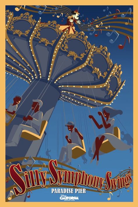 Vintage Disney Posters, Silly Symphony, Disney Poster, Disneyland Attractions, Disneyland Rides, Walt Disney Imagineering, Disneyland California Adventure, Disney Imagineering, Disney Attractions