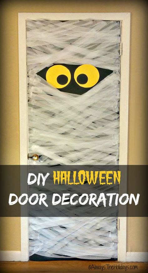 Panther Halloween Costume, Mummy Door, Halloween Door Decorations Classroom, Halloween Dorm, Diy Halloween Door Decorations, Halloween Door Decoration, Halloween Classroom Door, Halloween Diy Door, Imprimibles Halloween